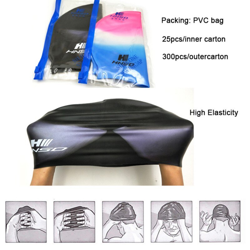 Sports Waterproof Silicone Elastic Protection Long Hair Sports Swimming Cap High Elastic Headless Swimming Hat