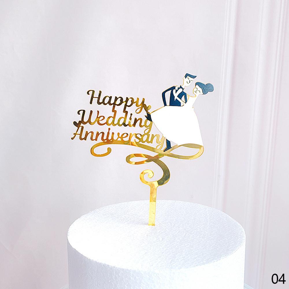 Acryl Gelukkige Verjaardag Cake Topper Resuable Hart Letters Guirlande Anniversary Topper Cupcake Dessert Decor Feestartikelen: Happy Wedding
