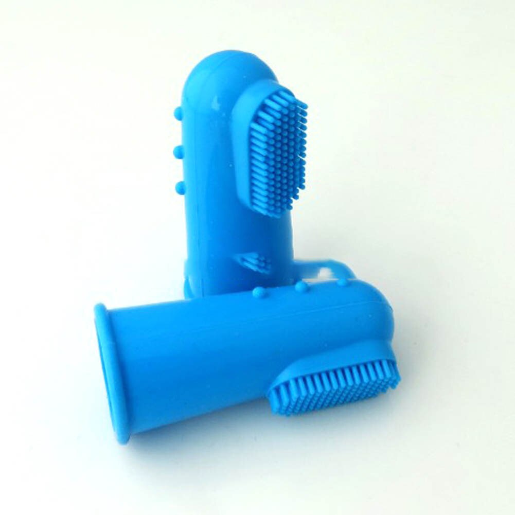 pet Finger Toothbrush Dog Dental Care Cleaning Products Teeth Care Brush Silicone Finger Toothbrush Anti-Bite Toys Pet Supplies: Blue