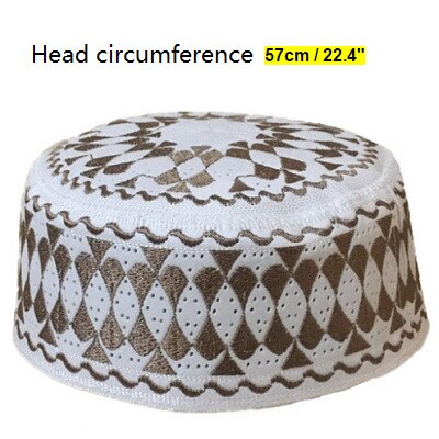 Muslim Bonnet Cap Hats Arabic Men Prayer Islam Egyptian Kufi Topi Men's Accessories Saudi Arabia African Head Wraps Brown Hats: brown 57 cm