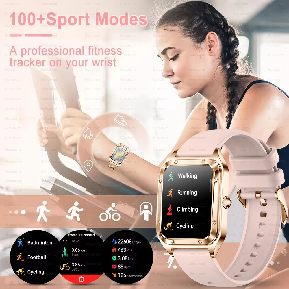 Reloj inteligente ultrafino de lujo para mujer, pantalla completamente táctil, frecuencia cardíaca, resistente al agua, rastreador de actividad/deporte, 2024