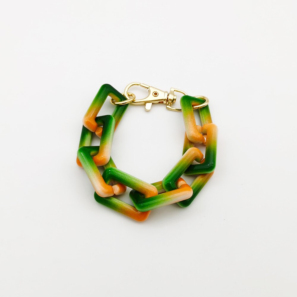 Necklaces Colorful Plastic Thick Chain Statement Choker Collar Necklace Hip Hop Night Club Jewelry For Women: green bracelet-2