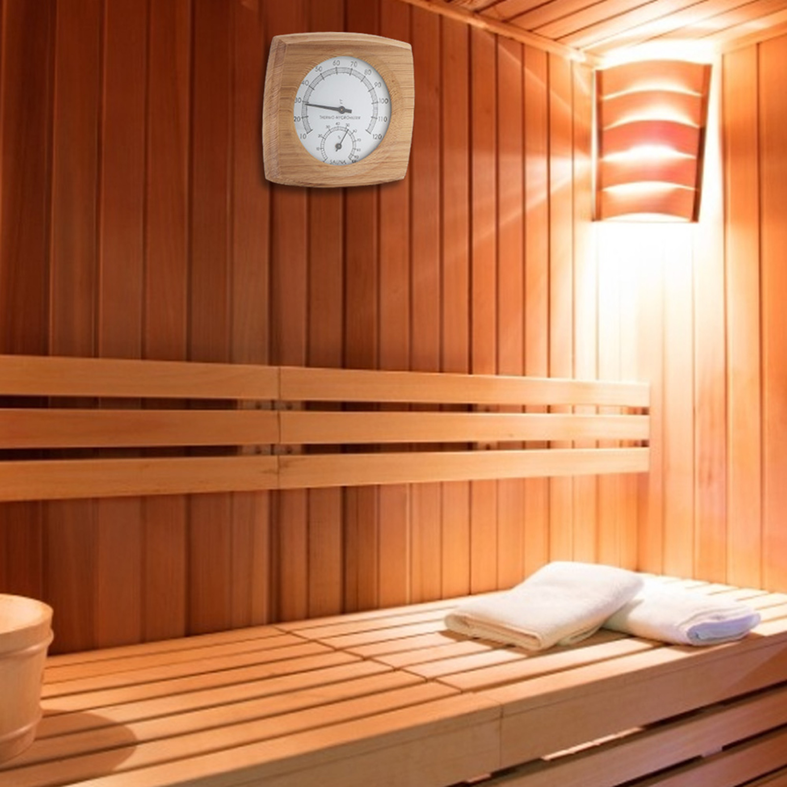 2‑In‑1 Indoor Wood Thermo‑Hygrometer Thermometer Hygrometer Steam Room Sauna Room Accessories