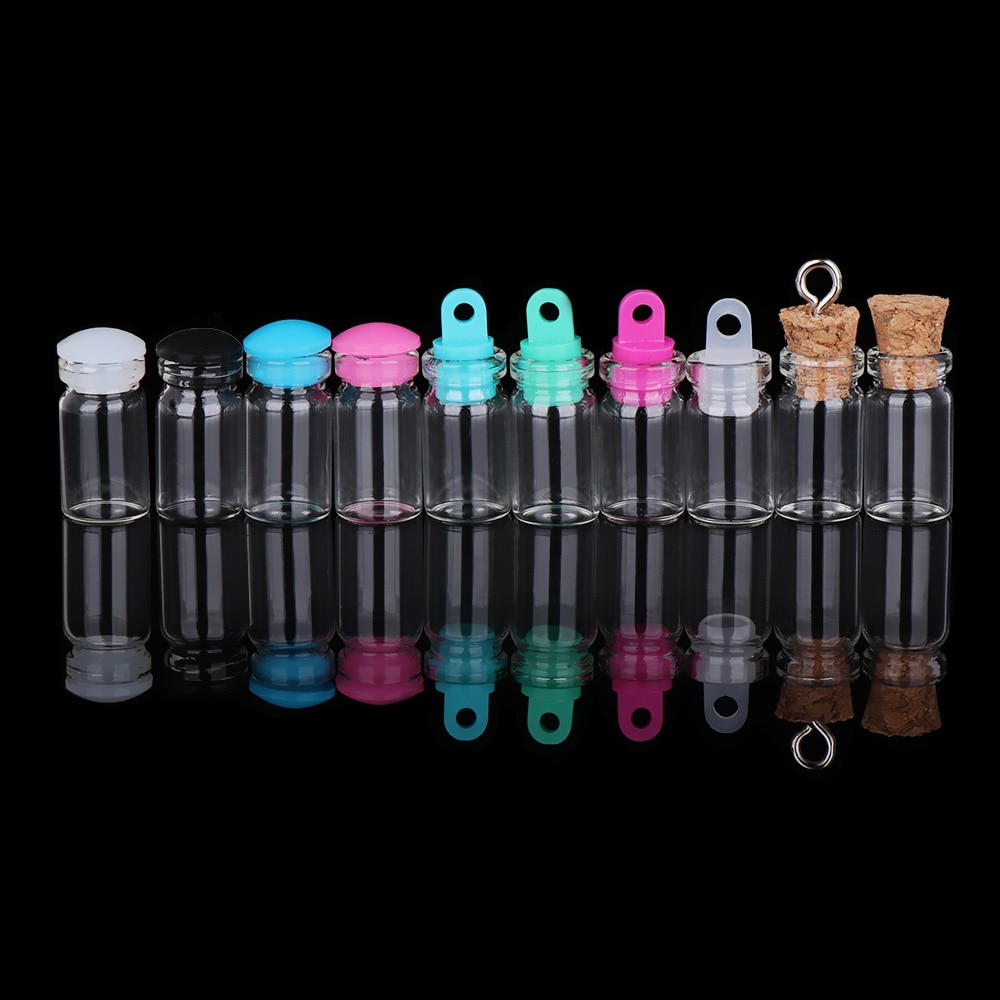 Frascos de cristal con adornos para botella de derrape, botellas de deseos de arcoíris, tapón de corcho, decoración, contenedores DIY, 5 uds.