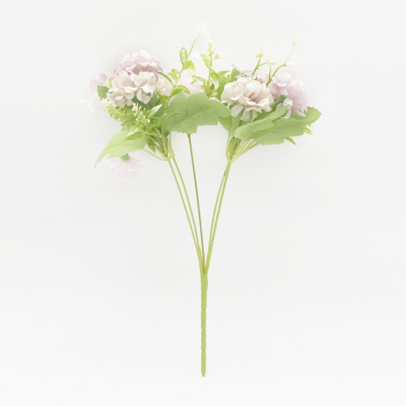 9 hoveder 5 gafler lilla buket kunstige blomster hortensia tilbehør til hjemmet dekoration diy foto rekvisitter bryllup forsyninger