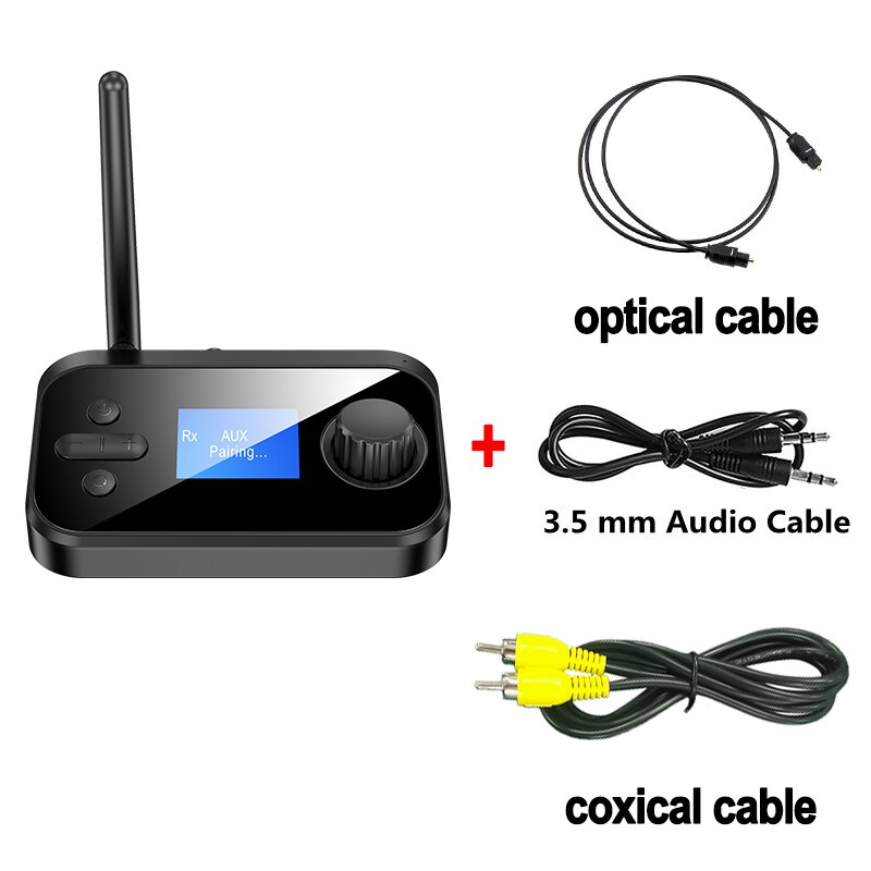 Bluetooth 5.0 sändare mottagare stereo aux 3.5mm jack rca optisk koaxial handsfree trådlös ljudadapter tv pc bil högtalare: Stardand och koaxial