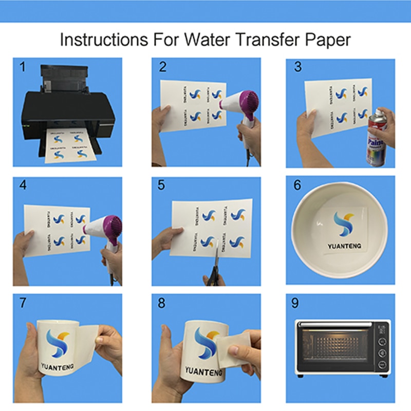 10sheets A4 Size Inkjet Water Slide Decal Paper White Background Printing Transfer Paper Inkjet Waterslide Decal Paper For Glass