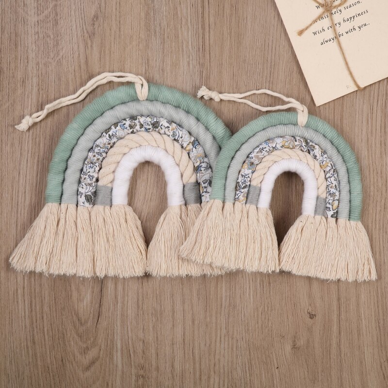OOTDTY-adorno colgante de macramé de 5 líneas, cuerda tejida a mano, decoración de pared para habitación de bebé y niña, decoración de guardería para el hogar
