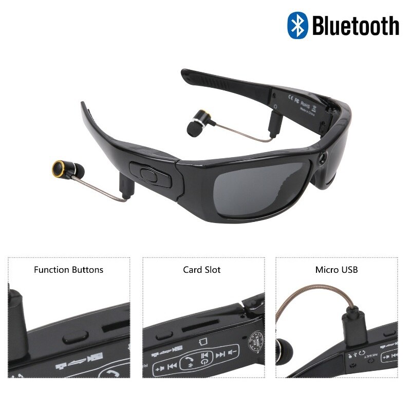 MS21 Hd Stereo Bluetooth Camera Bril Groothoek 120 Graden 1080P Outdoor Sport Zonnebrillen Wireless Bluetooth Oortelefoon