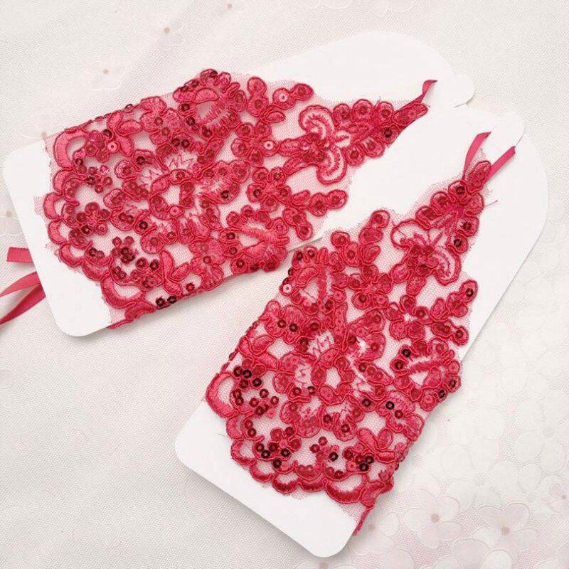 Blanco niñas princesa guantes niñas vestido guante encaje diamante rendimiento fotografía boda accesorios niños cumpleaños: red