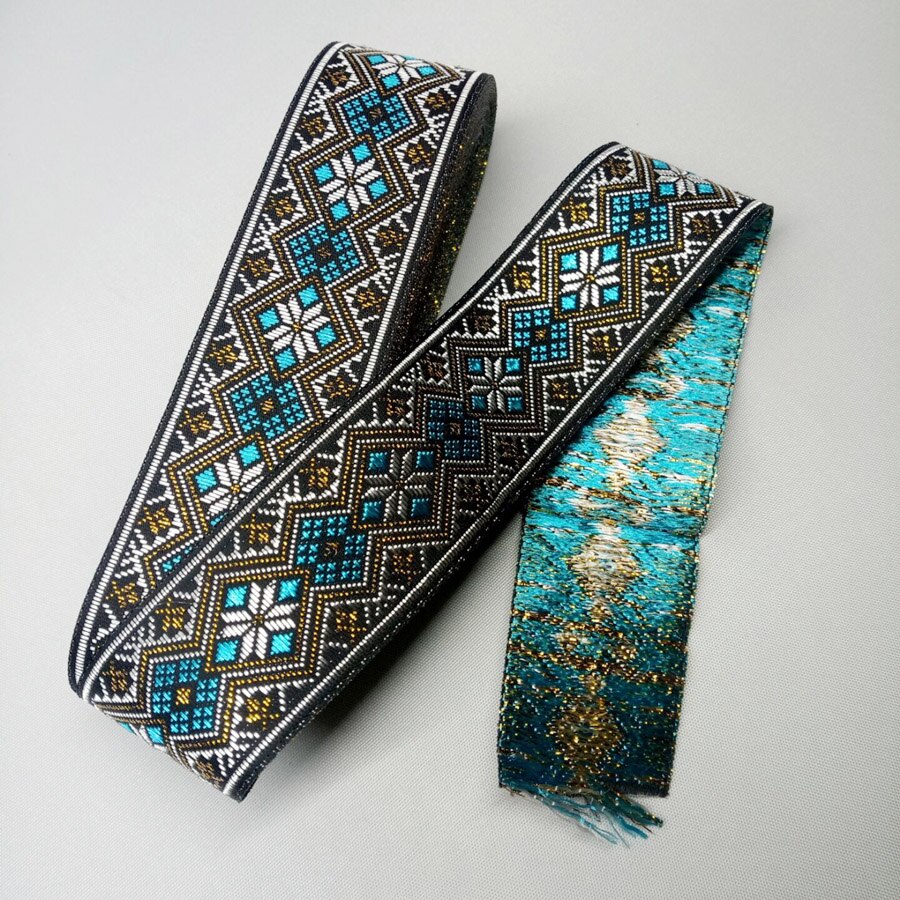 Jacquard Gewebt Band Streifen Ethnischen Gürtel 32mm Breit 7 Hof Hund Gurtband DIY trimmen