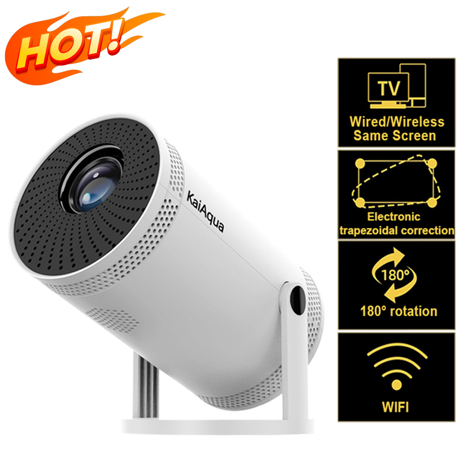 KaiAqua Portable Projector FY300 4K Dual Wifi 260 ANSI Allwinner BT5.0 1080P 1280*720P Mini Home Cinema Outdoor Projetors: Color3 / EU Plug