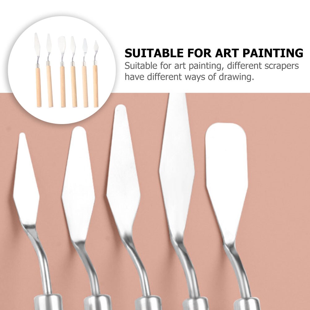 6pcs Painting Mixing Scraper Art Paint Spatulas Color Stirring Shovels Art Supplies
