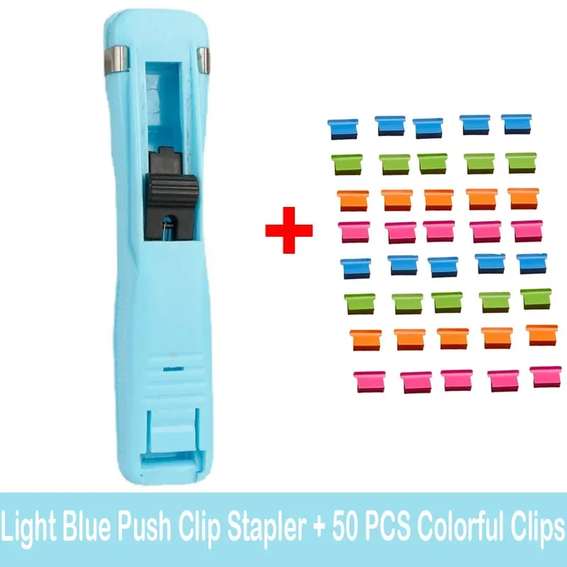 Push Clip Stapler Staple Remover Binder Push Clamp Tape Dispenser Paper Clips Stationery School Office Supplies Bookbinding: army green