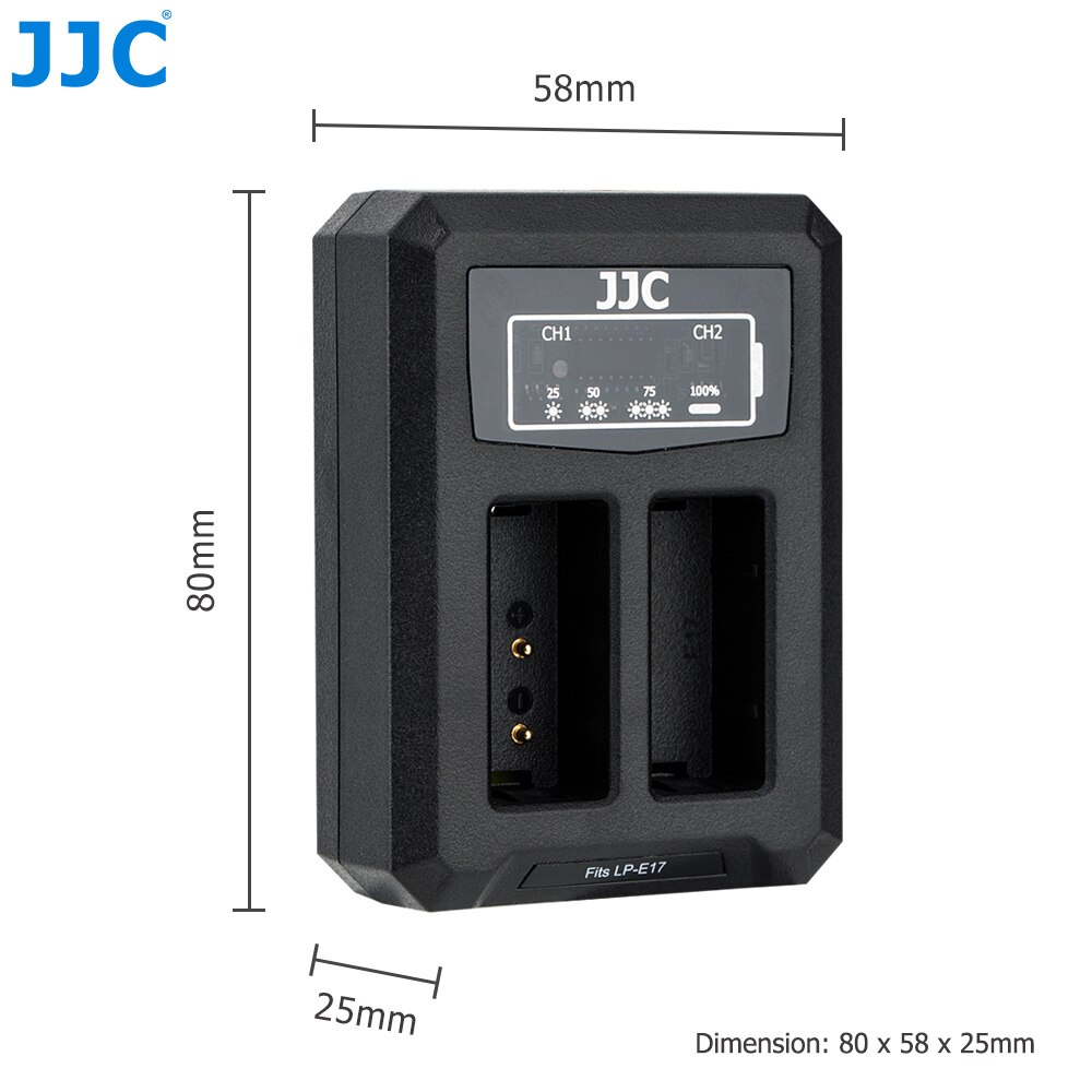 JJC USB Dual Battery Charger for Canon LP-E17 LPE17 on Canon EOS 850D M6 Mark II M6 M3 77D 800D 760D 750D Replace LC-E17C LC-E17