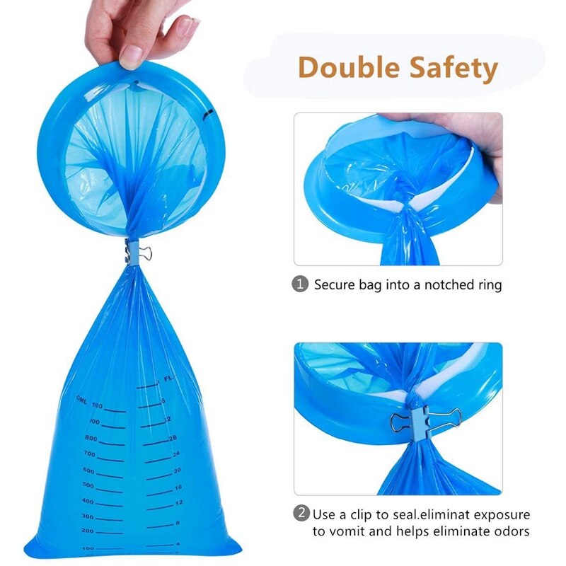 40 Pack Disposable Emesis Bags, Leakproof Vomit Bags, Waste Disposal Bags, Sick Bag for Travel Motion Sickness