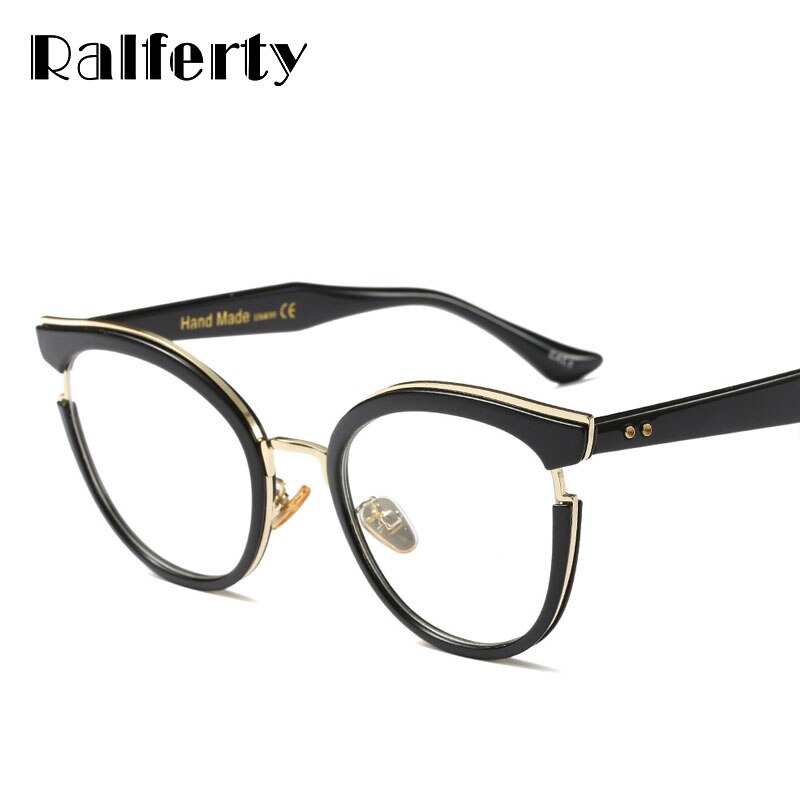 Ralferty Ladies Cat Eye Glasses Vintage Black Optical Eyeglasses Frames Women Eyewear Frame oculos de grau gafas F97551