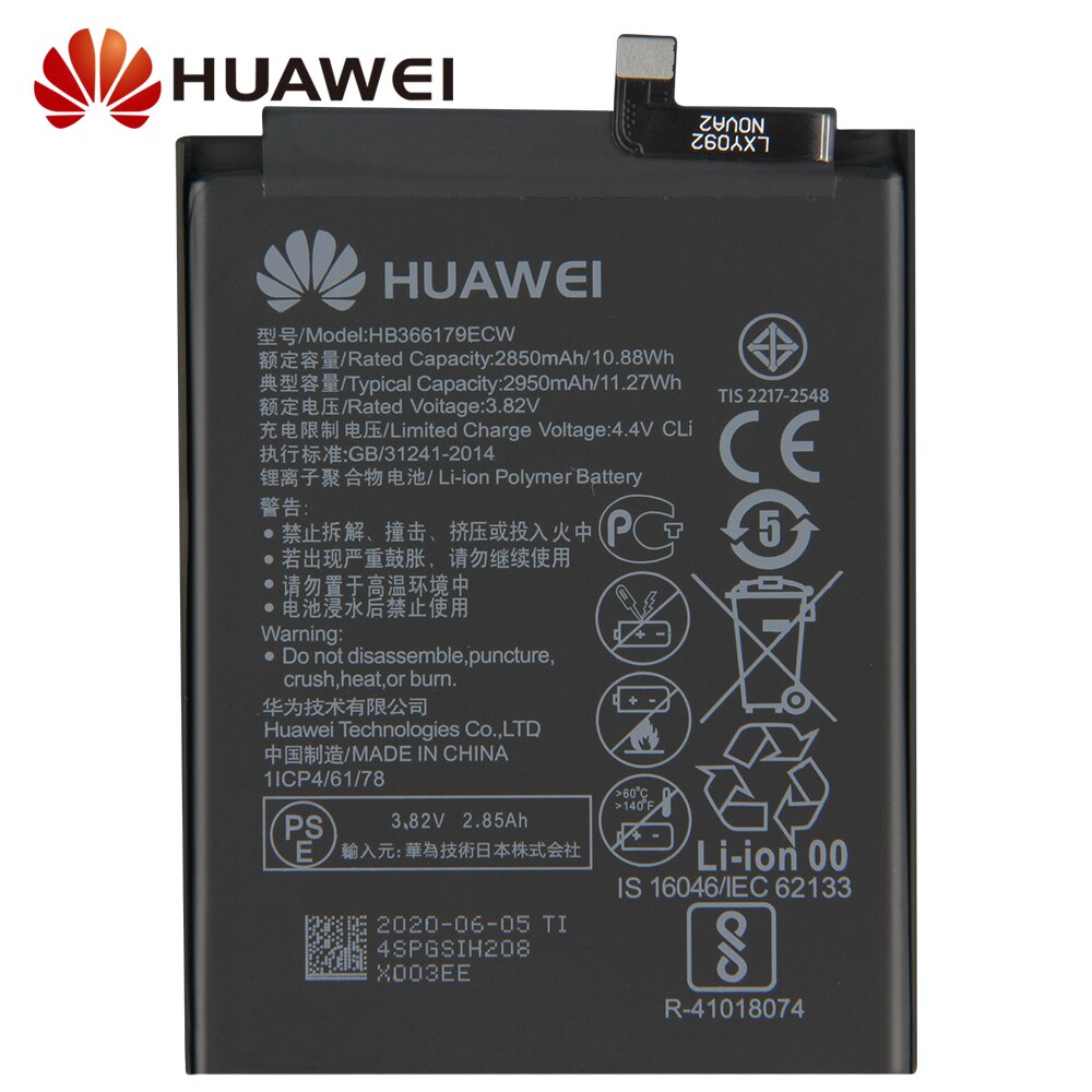 Originele Vervangende Batterij Voor Huawei Nova 2 CAZ-TL00 CAZ-AL10 Nova2 HB366179ECW Echt Telefoon Batterij 2950Mah