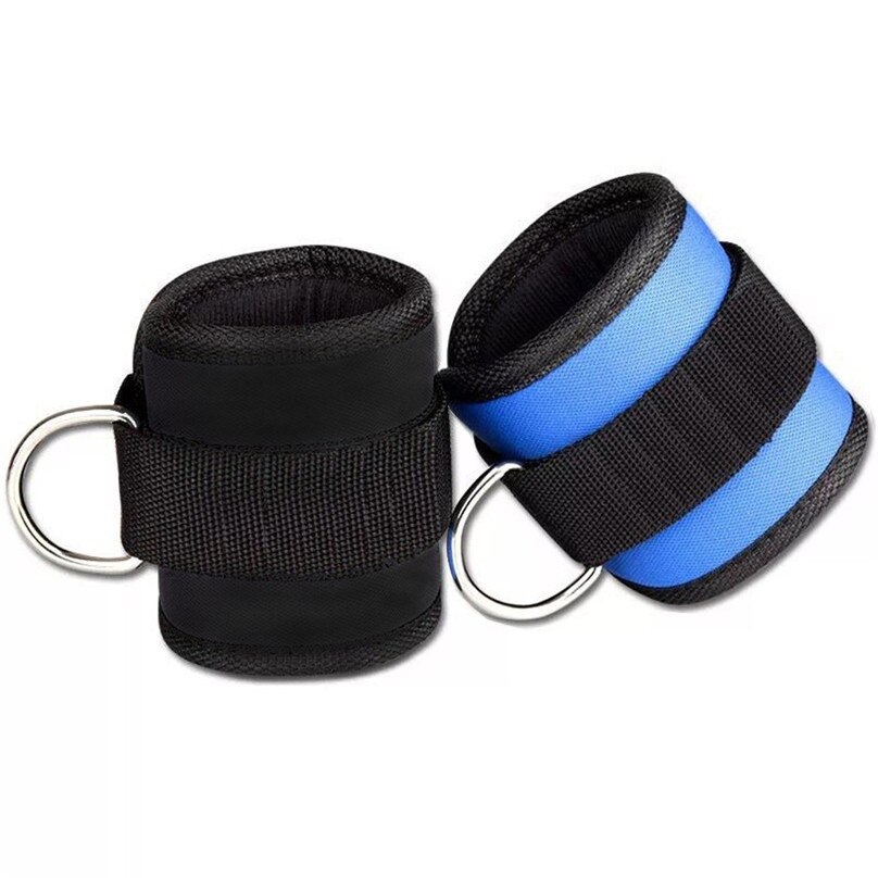 1 uds/2 uds Fitness ajustable D-anillo tobillo Pie de apoyo de tobillo Protector gimnasio pierna polea con hebilla deportes Protector para pies: Black and Blue