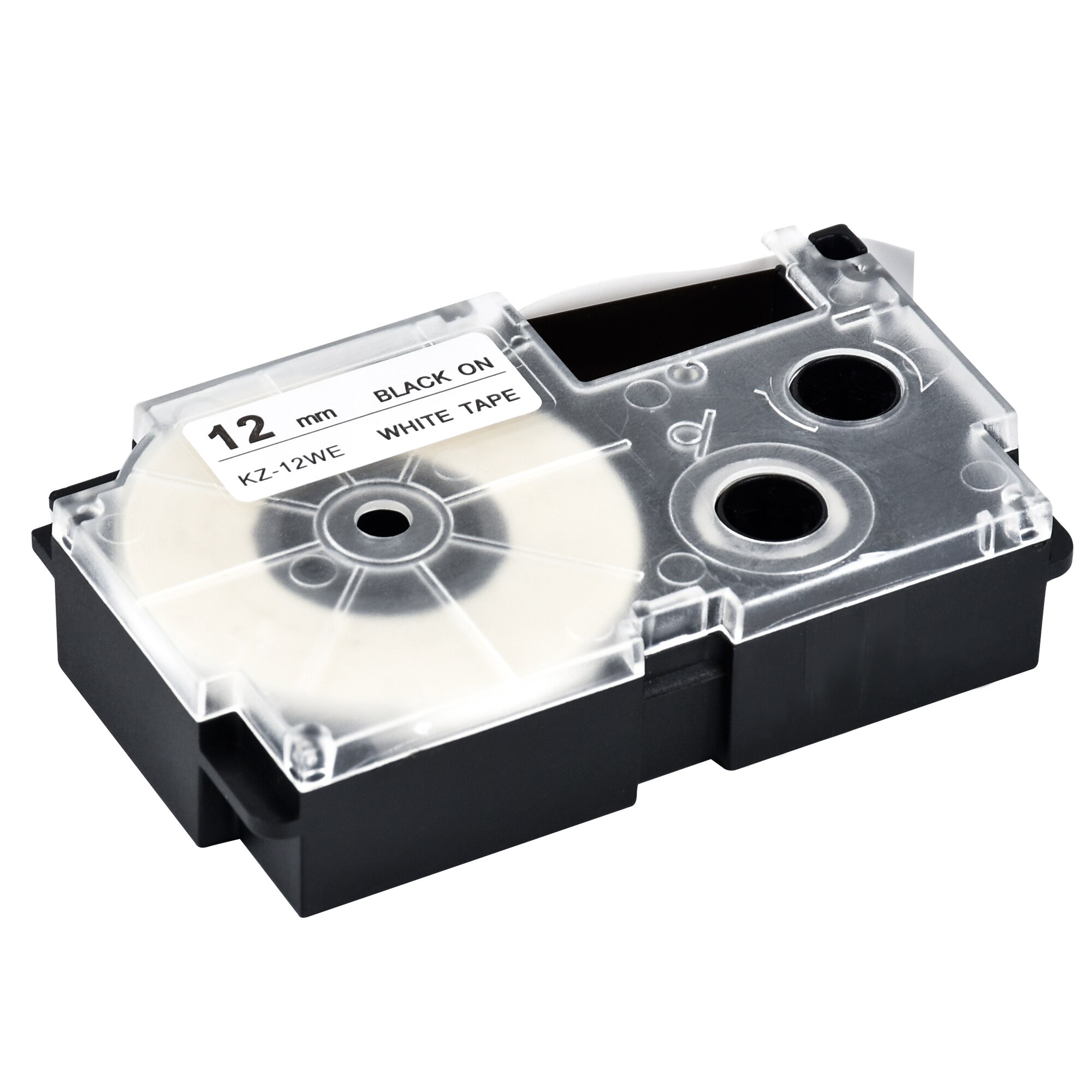 CIDY 10pcs Compatible XR-12WE XR12WE 12mm Black on White Tape Cartridge for Casio label maker KL-120 KL-100 KL-780 KL1500