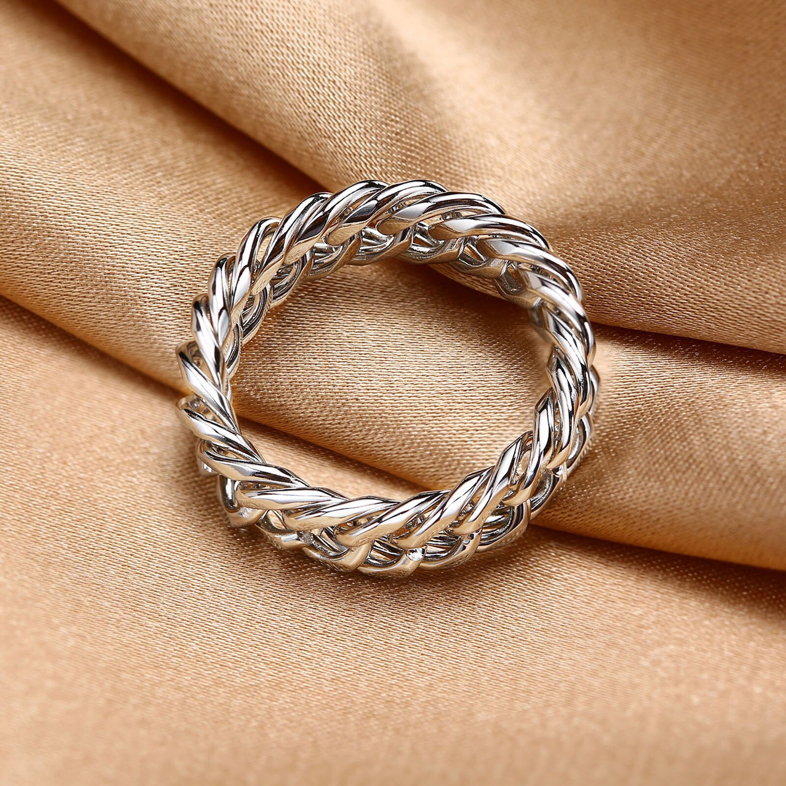 Chain Ring Roestvrij Stalen Ringen Voor Mannen Vrouwen Geometrische Roun Ring Vinger Ring Sieraden