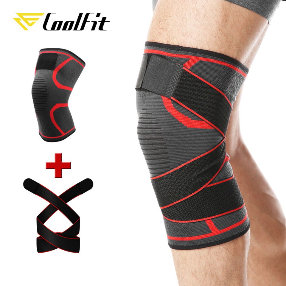 CoolFit 1PCS Sport Knie Unterstützung Einstellbare Knee Brace Pads Fitness Sport Knie Protector Bandage mit Strap Knie Hülse