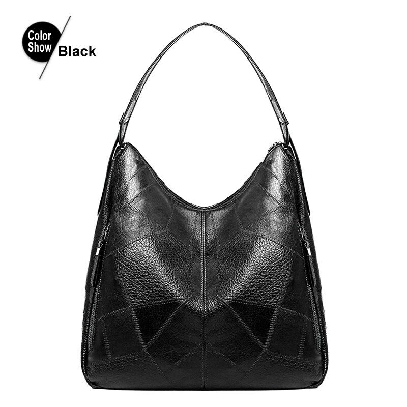 Royadong Vrouwen Handtassen Vintage Grote Luxe Schoudertassen Voor Vrouwen Vrouwelijke Handtassen Bolsaszakken Hobos Bag: Black