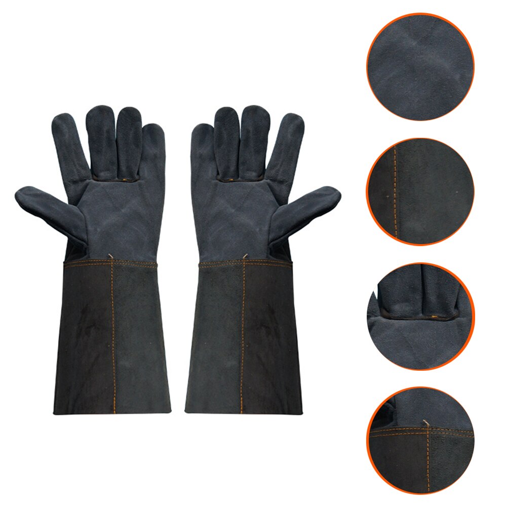 Leather Welding Gloves, 36cm Long Sleeve Anti-Scald Splash Heat Resistance Anti-Scratch Working Protect Gloves