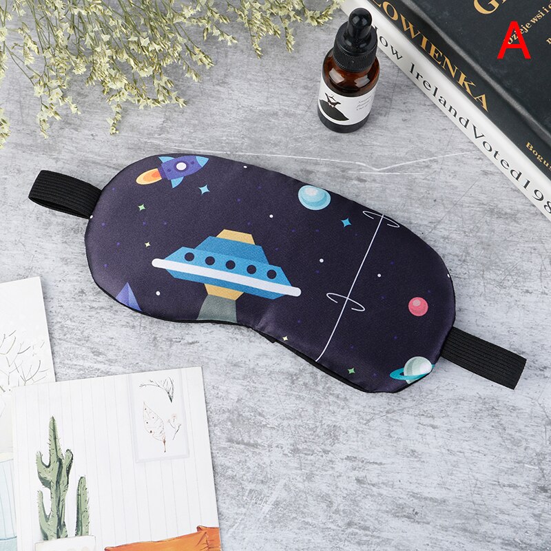 1pc Cartoon Sleeping Mask Eyepatch Eye Cover Cotton Print For Travel Relax Sleeping Aid Eye Patch Shading Eye Mask: A