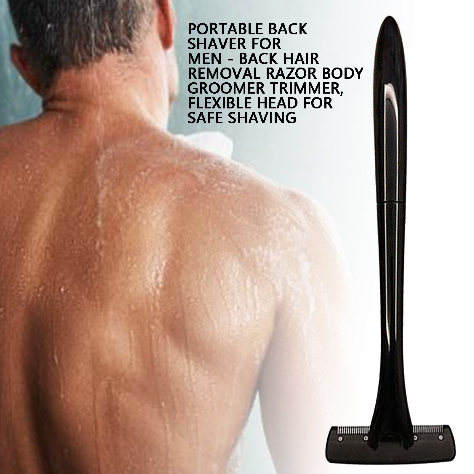 Portable Back Shaver For Men Back Hair Removal Razor Body Groomer Trimmer Flexible Head For Safe Shaving