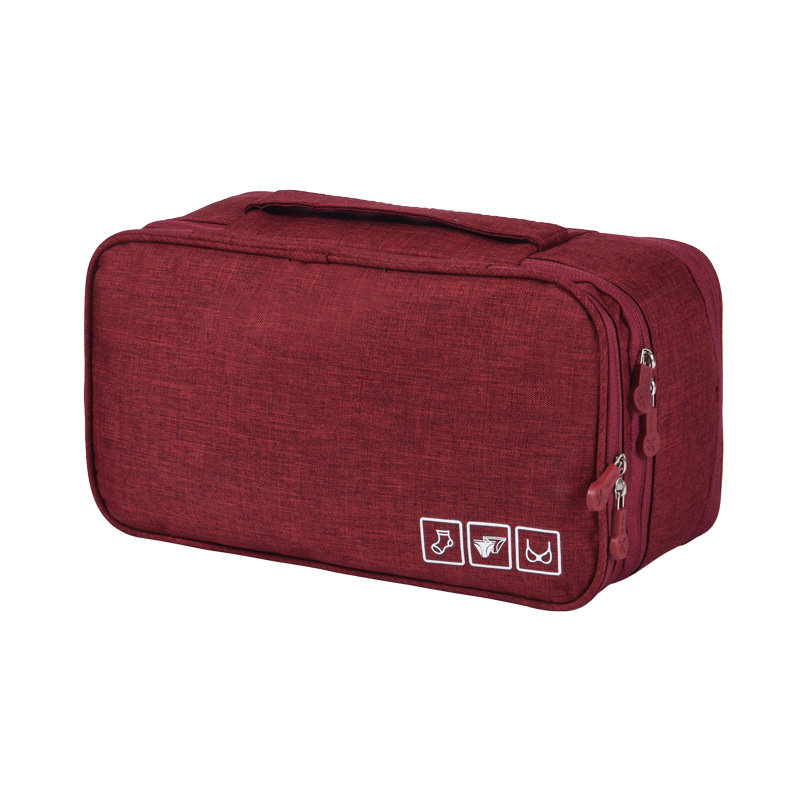 Rejsearrangør bh-tasker vandtæt stort undertøj opbevaringsholder til sok bærbart rejsetilbehør kuffert taske i taske: Rødvin