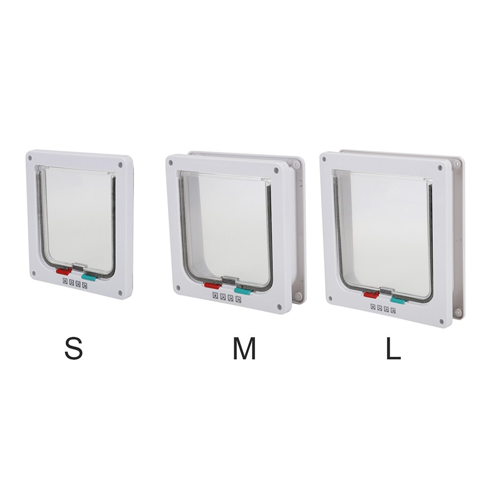 S/M/L 2 Colors Cat Flap Door with 4 Way Lock Security Flap Door for Dog Cat Kitten Small Pet Gate Door Kit Cat Puppy Safety Gate