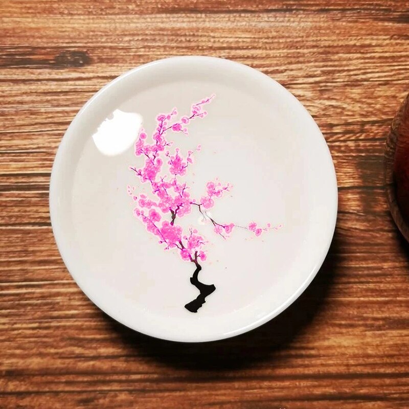 Magic Sakura Sake Cup Color Change with Cold Water-See Peach Cherry Flowers Bloom Magically Sakura Blossom Tea Bowl DTT