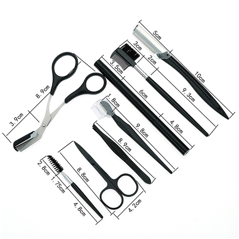 8Pcs Wenkbrauw Cutters Set Eye Brow Trimmer Schaar Gezicht Scheerapparaat Ontharing Scheermes Vrouw Wenkbrauw Shaper Makeup Tools