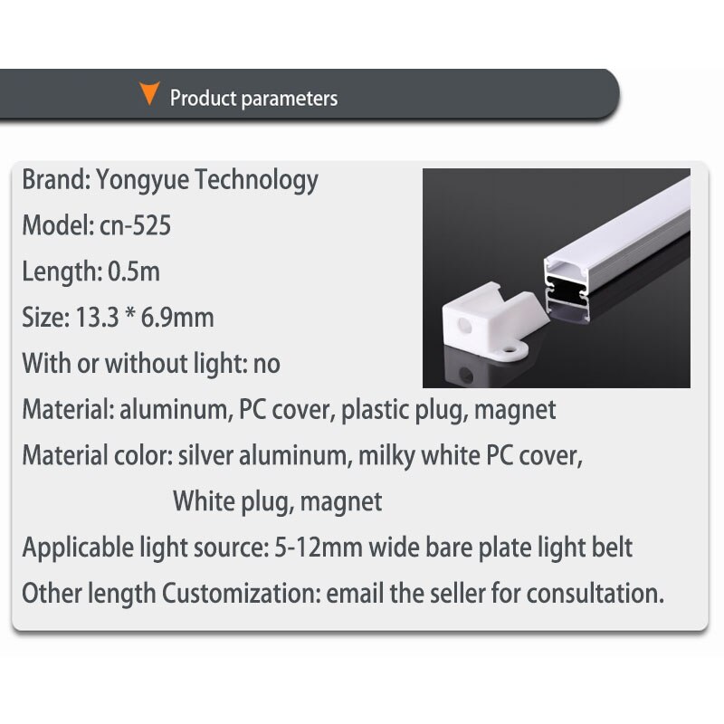 0.5m lange LED lamp met aluminium lamp slot U-vormige groef kantoor gang sfeer verlichting lamp met magneet lamp shell
