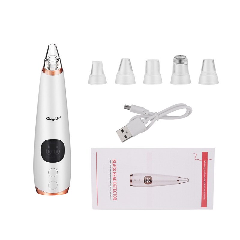 Electric Blackhead Remover Face Acne Pore Vacuum Suction Black Head Remover Microdermabrasion Facial Cleaner Pimple Extrator 45: Rechargeable 6 tips