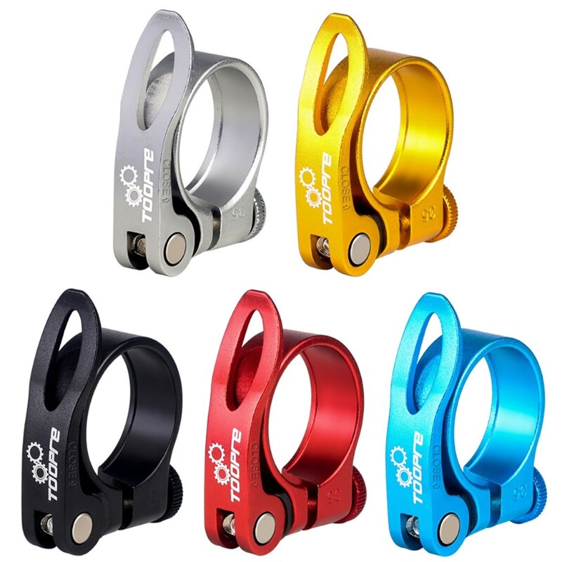 U2JB-abrazadera de sillín de aleación de aluminio para bicicleta de montaña, accesorios de abrazadera de tubo de Asiento de bicicleta de carretera, negro, rojo, azul, dorado y plateado