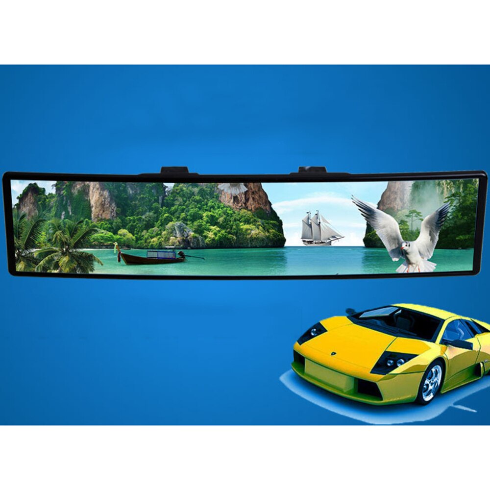 Universal Car Rear View Mirror Wide Angle Blue Glass Panoramic Anti-dazzling Interior Rearview Mirror Large Vision 280mm Curved