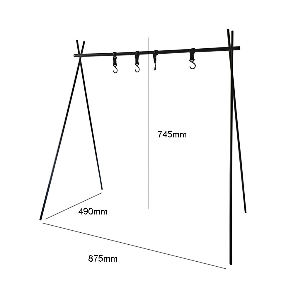 Utendørs kokekar hengende stativ trekantet grytepanne lampeholder arrangørstativ 8kg bærende, sammenleggbart stativ, campingutstyr: M