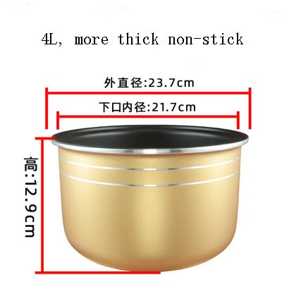 Rijstkoker Liner 2L 3L 4L 5L Non-stick Pan Rijstkoker Kom Pot Universele: 4L thicker