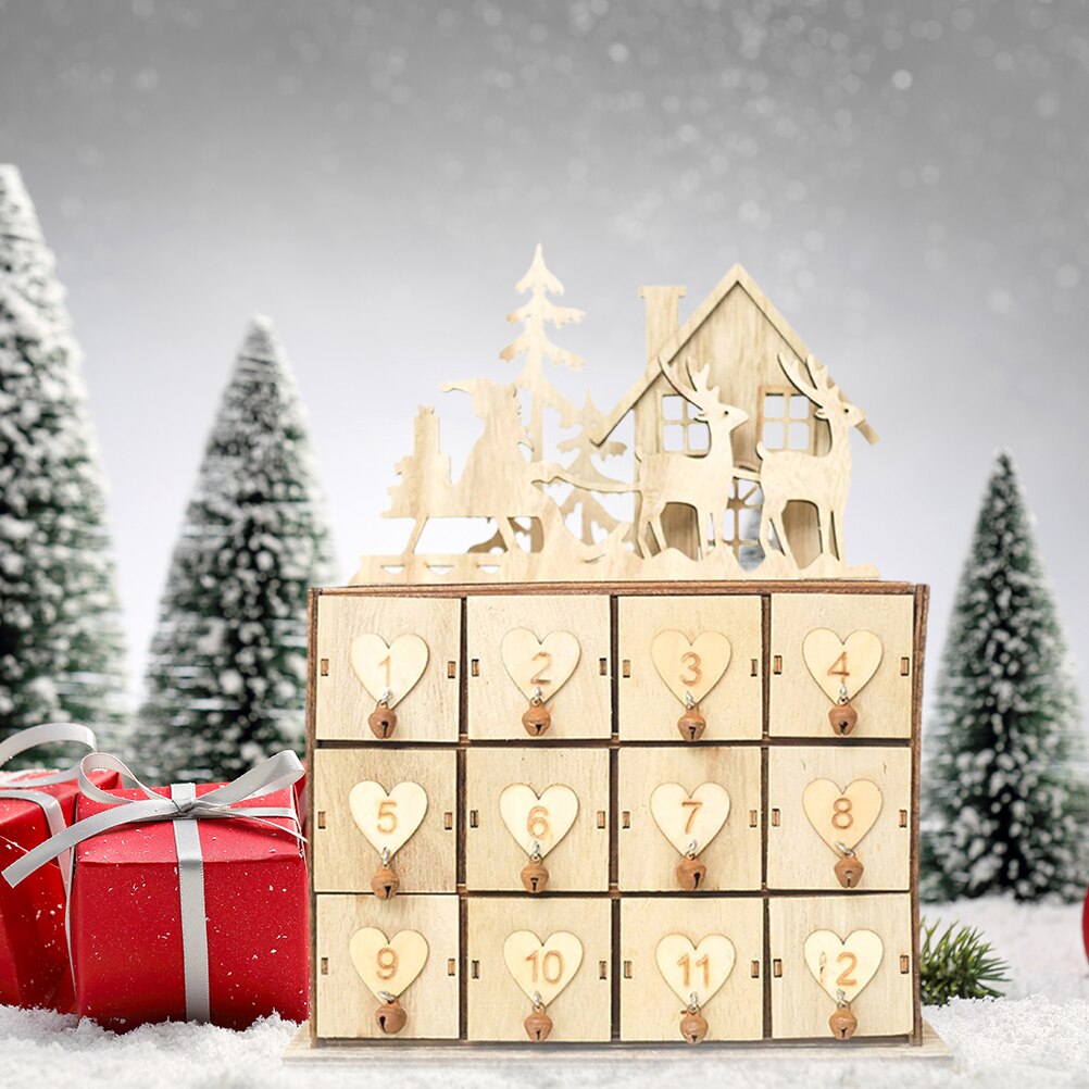 Christmas Wooden Advent Calendar with 24 Storage D... Grandado