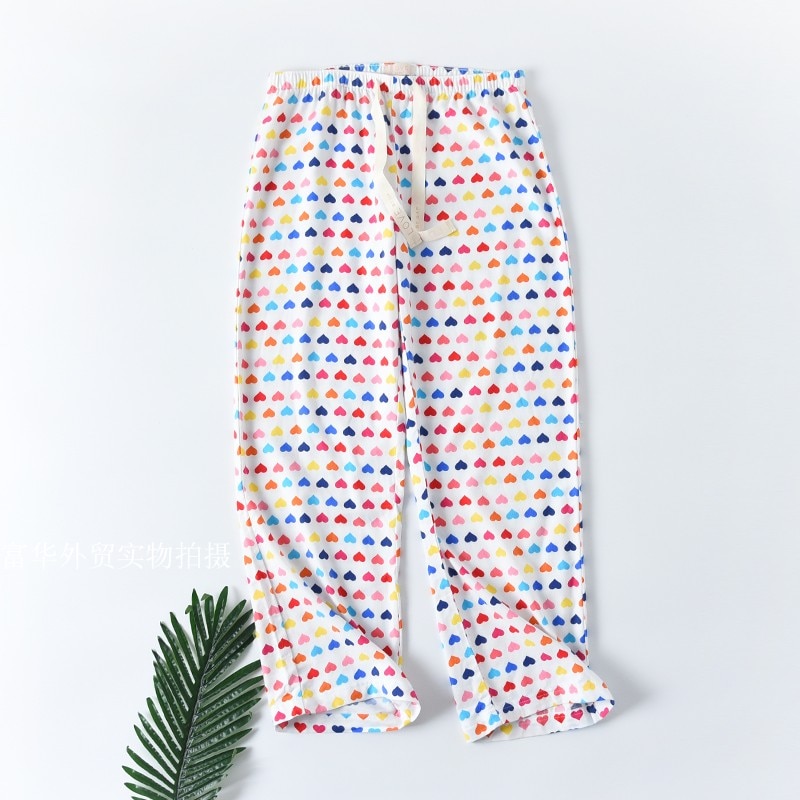 Women's Pajama Pants Cotton Home Wear Trousers Loose Plus size XL: Color heart / L