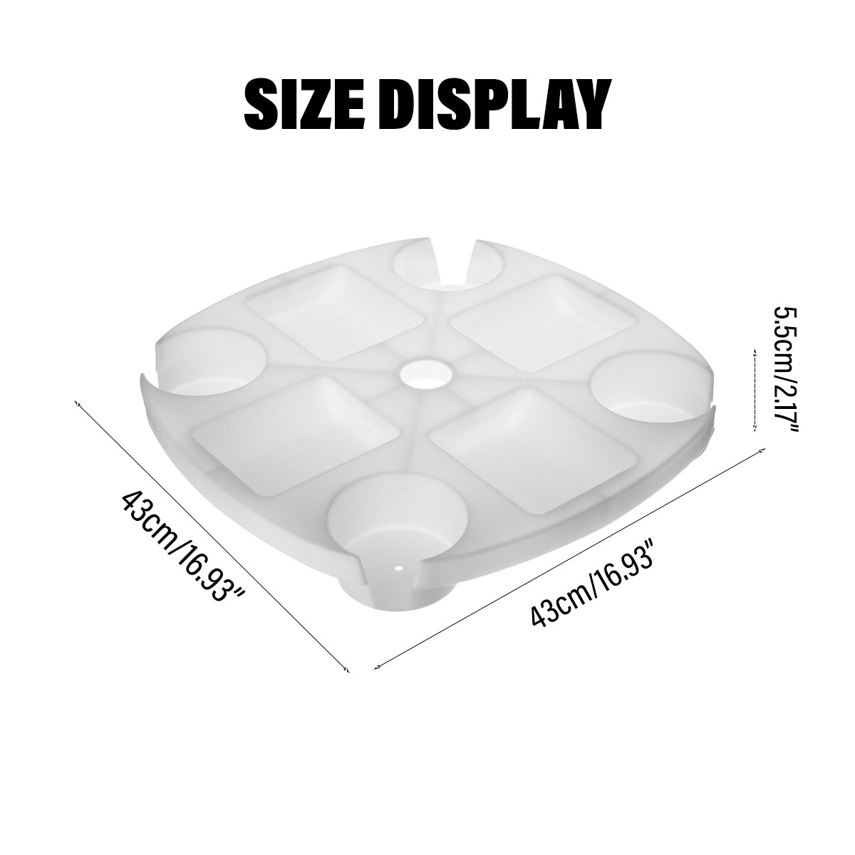 Beach Umbrella Table Tray Outdoor Canopy Shade Accessories 4 Drinks Snack Cup Holder Organizer Parasol Umbrella Stands 43cm