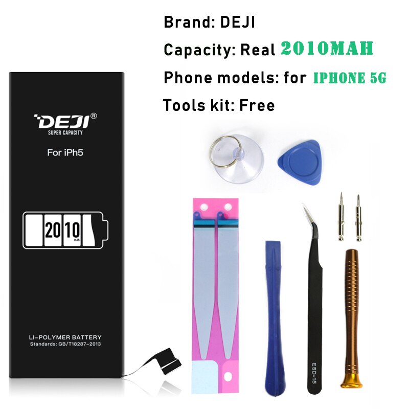 DEJI Replacement Battery for iPhone 5/5s/SE - 2010mAh High Capacity Li-Polymer Internal Battery: Battery for iPhone 5