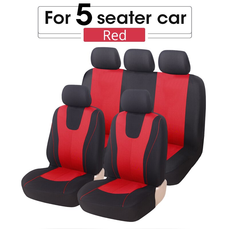 Universal Blue Car Seat Cover Polyester Fabric Protect Seat Covers: full set red