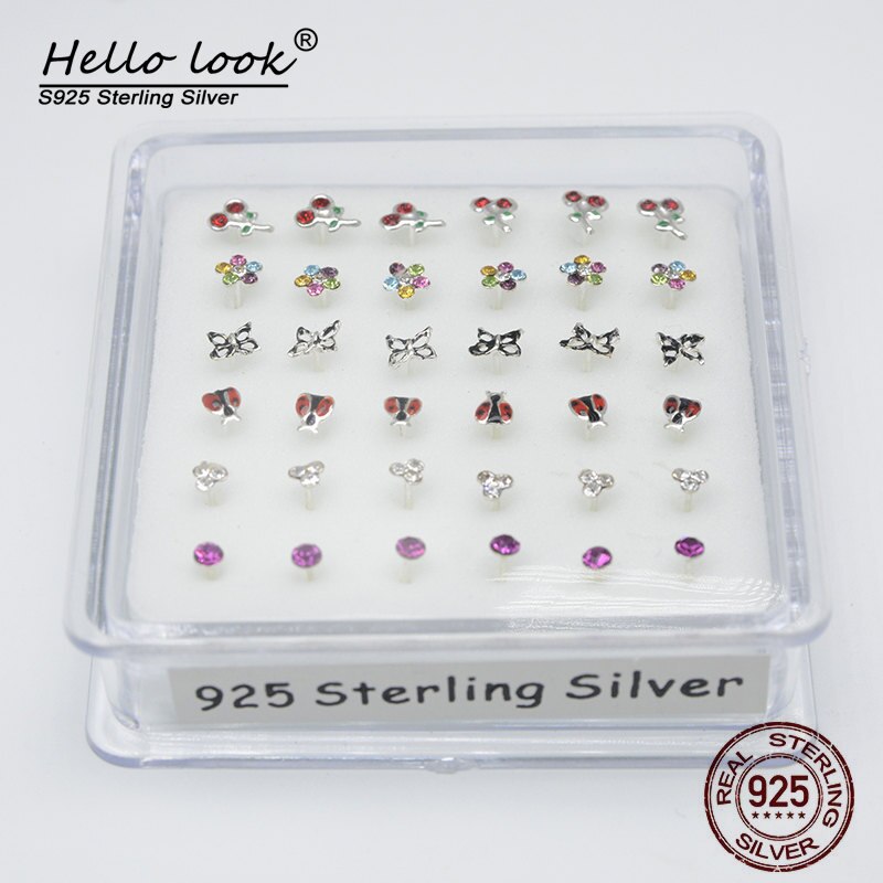 Hellolook nasenpiercing-set für mädchen, 925 nasenstecker aus sterlingsilber, septum-piercing, körperschmuck: Default Title