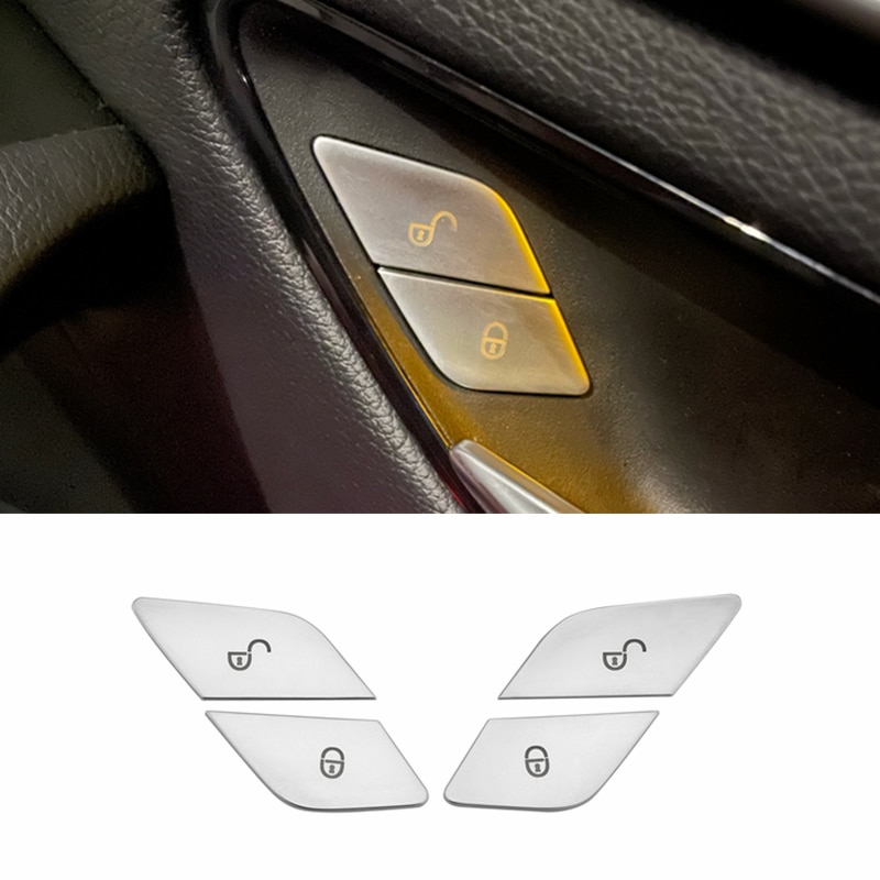 Car Door Lock Unlock Buttons Cover Stickers For Mercedes Benz C E class GLC W205 W213 X253 Vito W447 Car Accessories