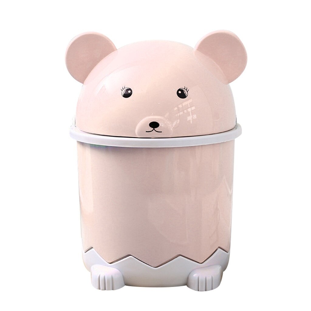 Mini Waste Bin Desktop Home Garbage Basket Table Trash Can Swing for Home Office Table Trash Can Small Waste Bin: Pink