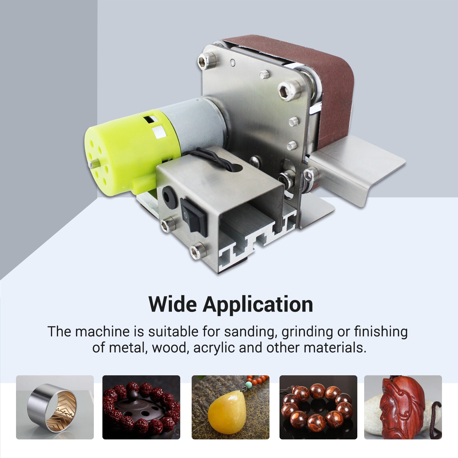 Belt Sander Electric Sanding Polishing Grinding Machine 7 Variable Speed with 10 Sanding Belts for Polishing Wood Acrylic Metal