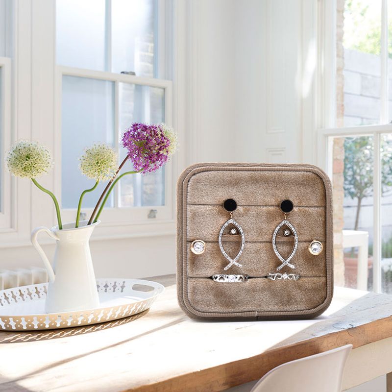 Velvet Ring Box,Square Vintage Wedding Ceremony Ring Box with Detachable Lid, Engagement Ring Box Holder,Valentine's Day